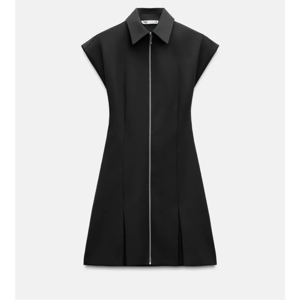Zara Black Mini Dress with Front Zip